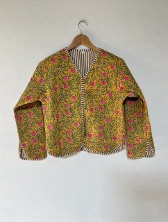 Floral oboustranná bavlněná prošívaná bunda