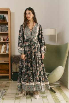 GREEN HAZE PRINT TERESA MAXI DRESS
