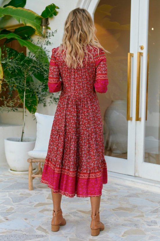 HIBISCUS PRINT EVE MIDI - Jaase šaty - velikost: XS