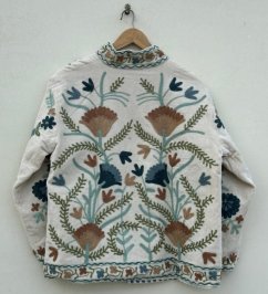 Velvet quilted jacket White