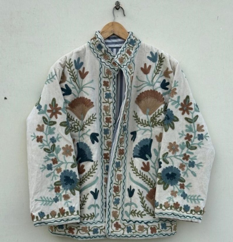 Velvet quilted jacket White
