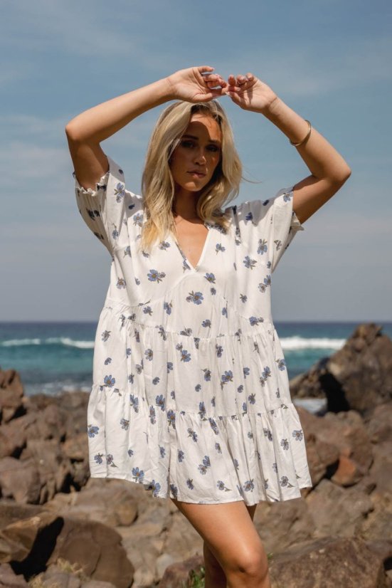 JUNEBERRY PRINT PETAL MINI DRESS - Jaase šaty - velikost: M