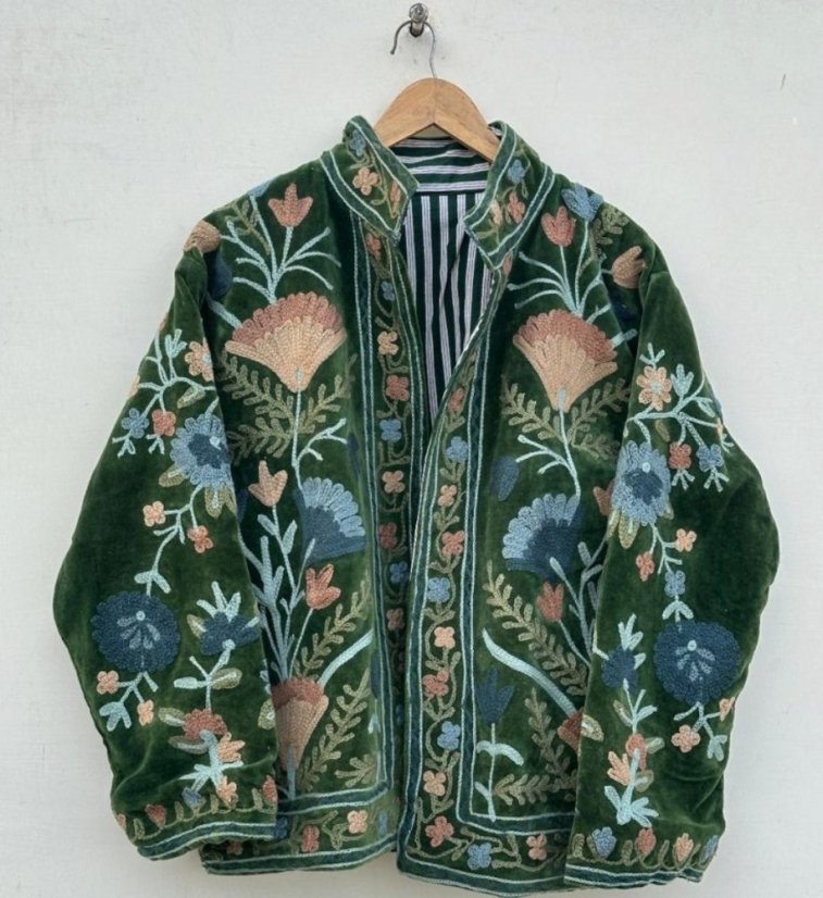 Velvet quilted jacket Green