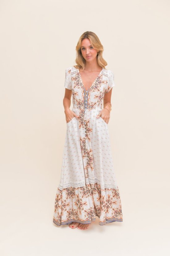 GEMSTONE PRINT CARMEN MAXI DRESS - Jaase šaty - velikost: S