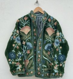 Velvet quilted jacket Green